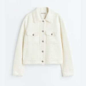 H&M Women Fringe-Trimmed Boucle Jacket